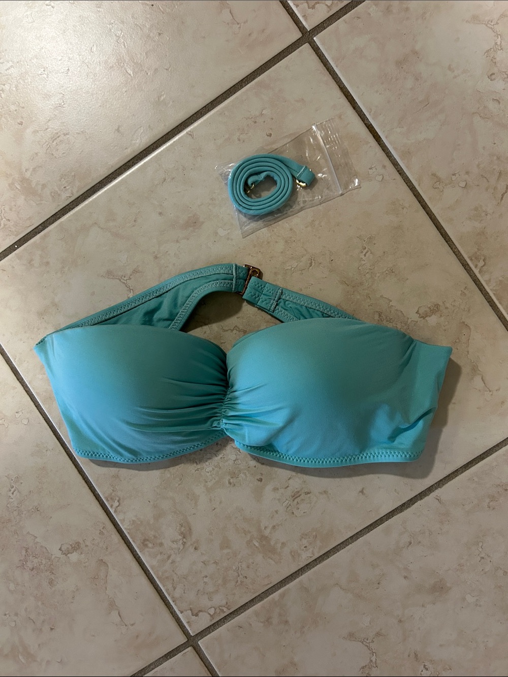 VS PINK Aqua Bandeau Bikini Top with Removable Strap